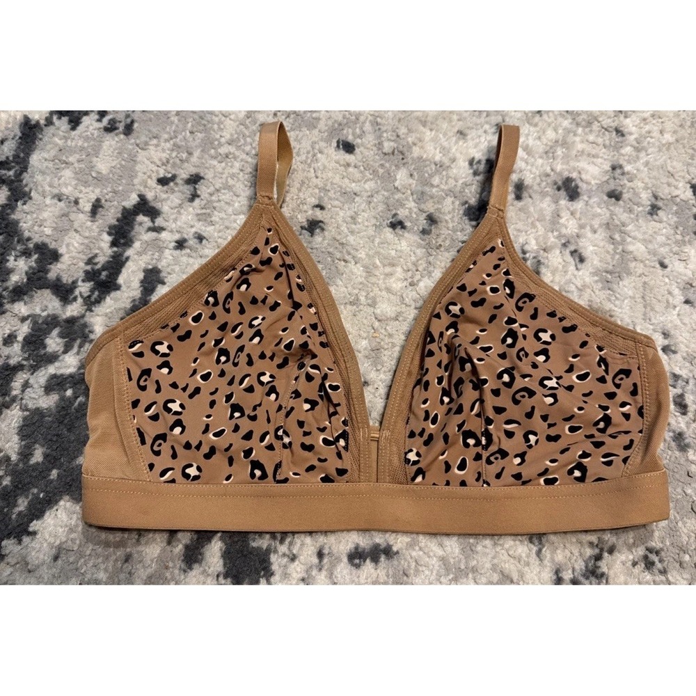 All You LIVELY Women's Leopard Print Bralette No Wire Bra Sz 2 34DDD 36D